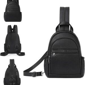 Women’s Leather Convertible Sling Bag Backpack Crossbody Travel Purse